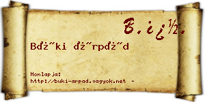 Büki Árpád névjegykártya