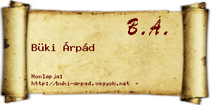 Büki Árpád névjegykártya